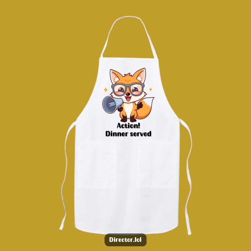 Funny Director Fox Apron, Hilarious Chef Gear for Movie Kitchen Fun