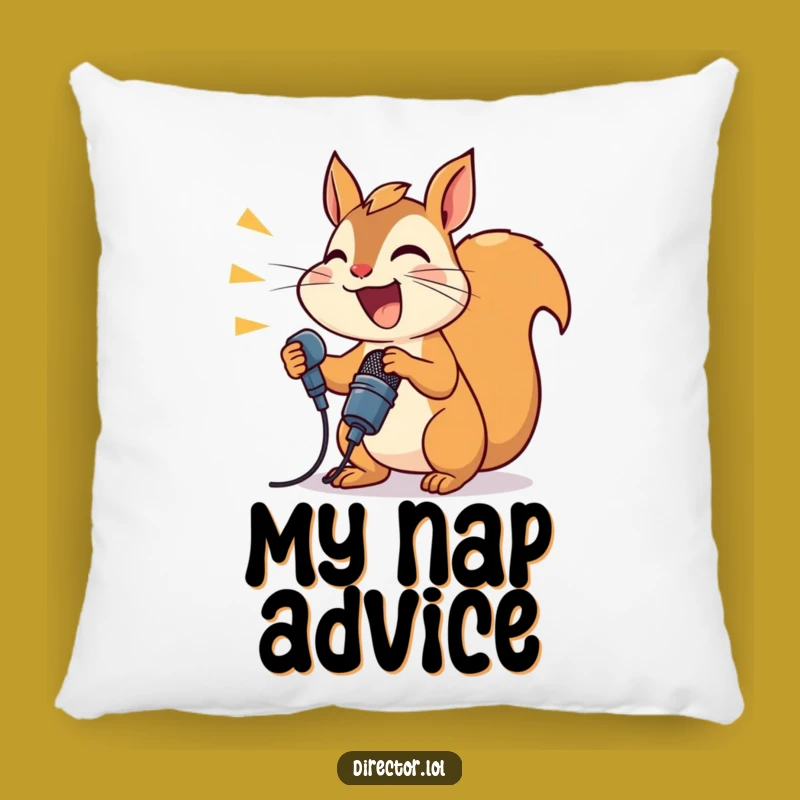 Funny Joyful Squirrel Pillow, Cozy Hilarious Microphone Throw Pillow