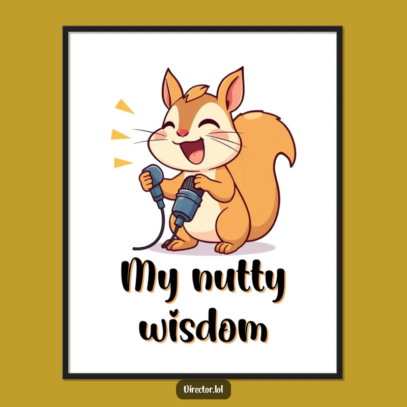 Funny Joyful Squirrel Digital Art, Instant Hilarious Announcer Print