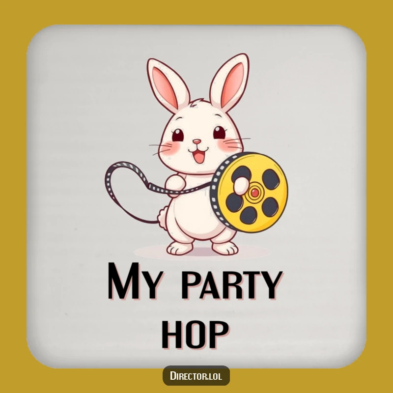 Funny Playful Rabbit Coaster, Hilarious Film Reel Table Protection