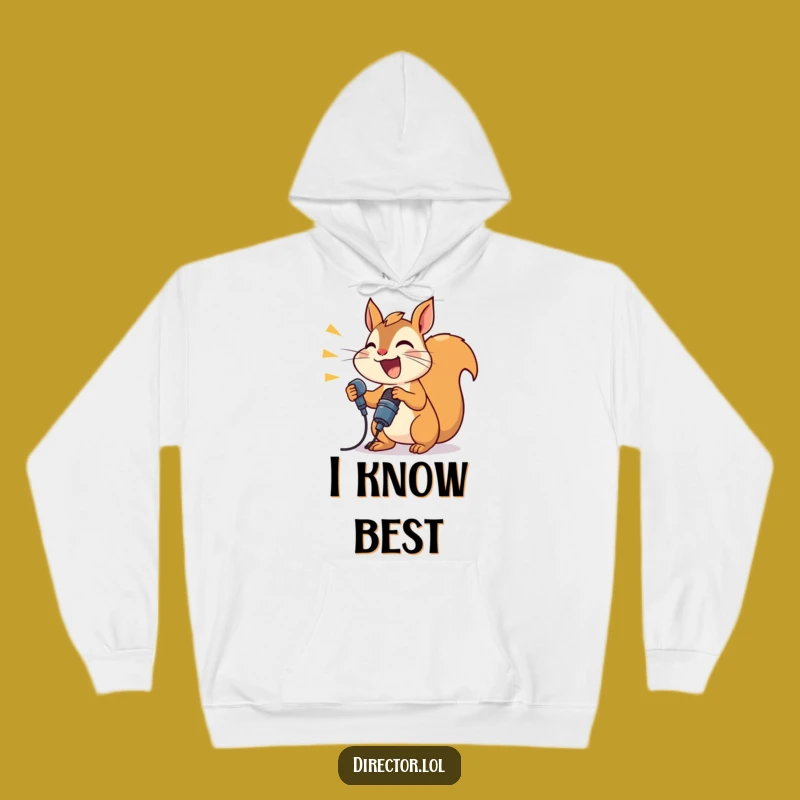 Funny Joyful Squirrel Hoodie, Cozy Hilarious Microphone Sweatshirt Gift