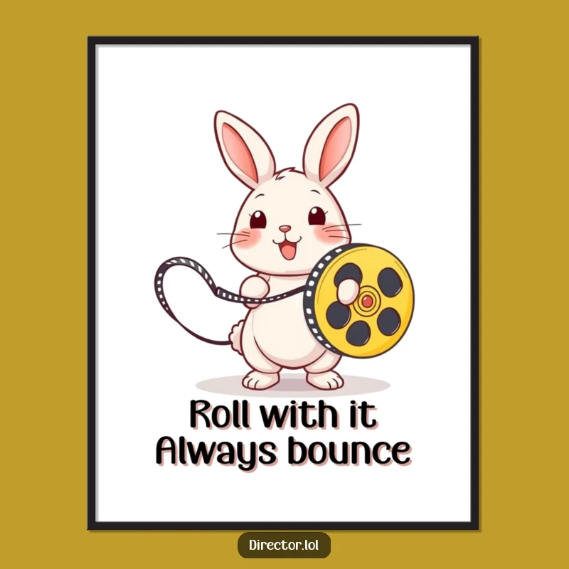 Free Printable Wall Art: Playful Rabbit Movie Reel, Hilarious Downloadable Artwork Gift