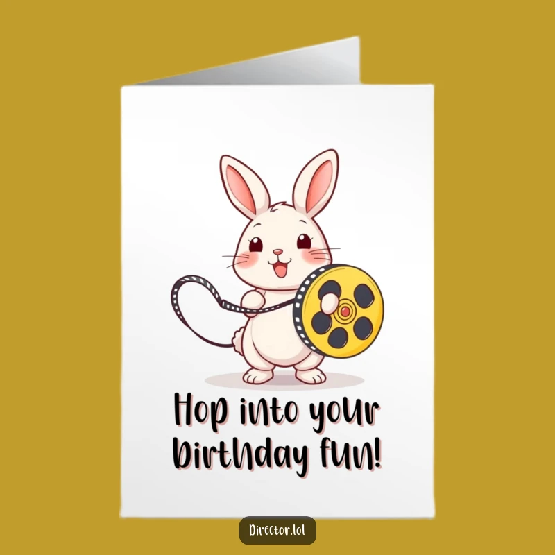 Free Printable Birthday Card: Playful Rabbit Movie Star, Funny Downloadable Gift