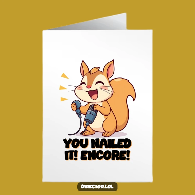 Free Printable Congrats Card: Squirrel Announcer Success, Hilarious Downloadable Gift
