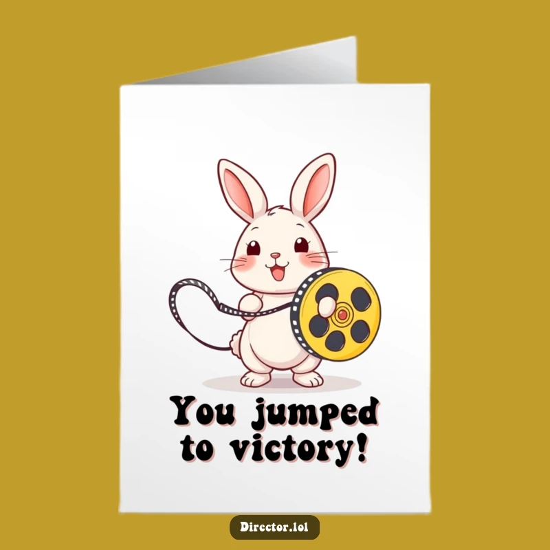 Free Printable Congrats Card: Rabbit's Winning Reel, Hilarious Downloadable Gift