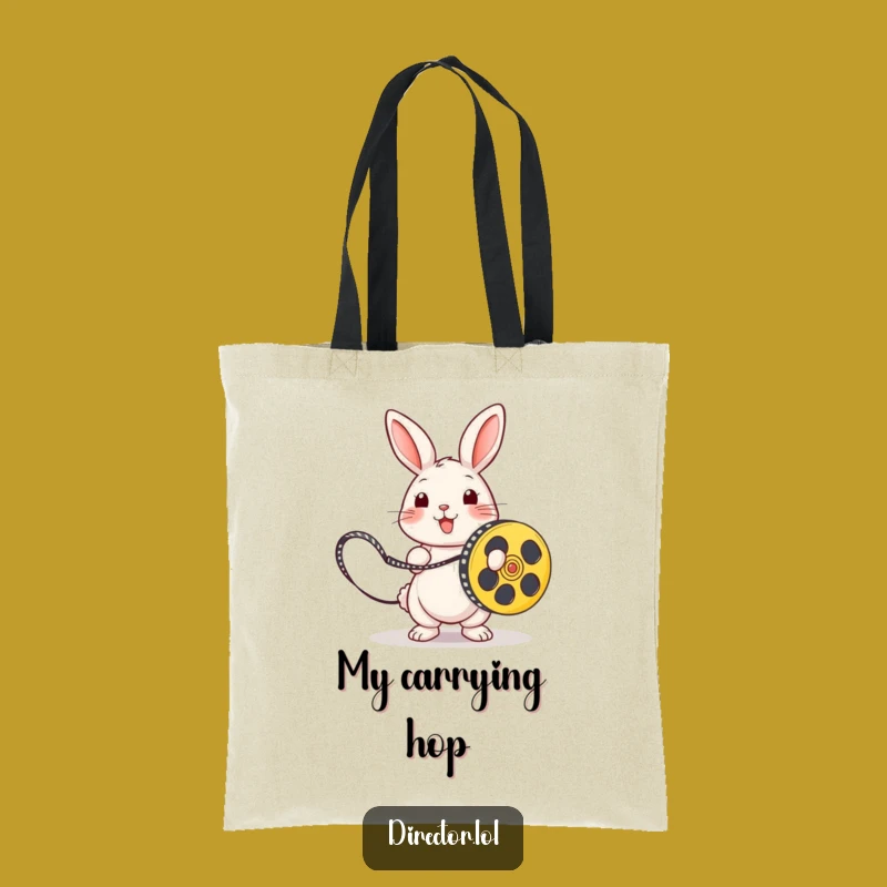 Funny Playful Rabbit Tote Bag, Stylish Humorous Film Reel Accessory